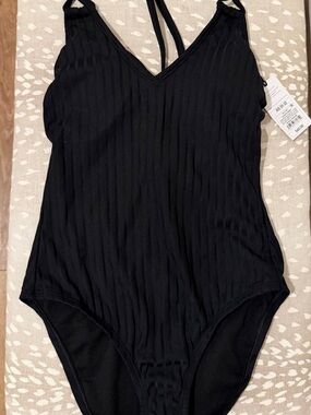 Target Black Ribbed One-Piece Swimsuit